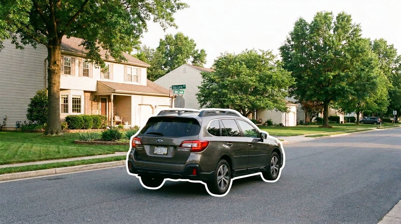A car parked on a Pennsylvania neighborhood street