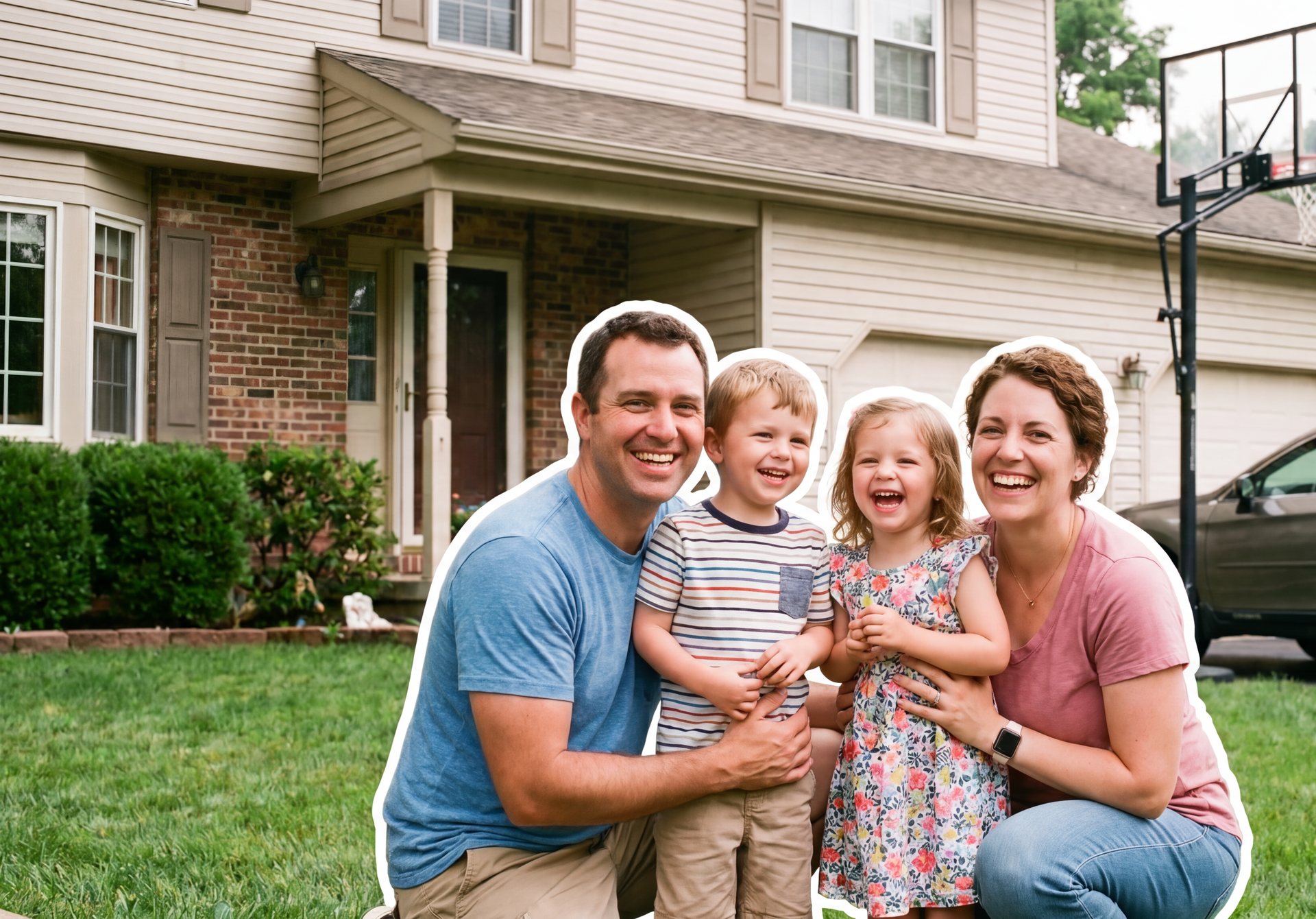 A Pennsylvania family outside their home